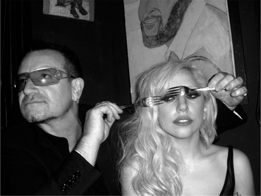 Bono & Lady Gaga, New York City, 2009, photographed by Mick Rock.