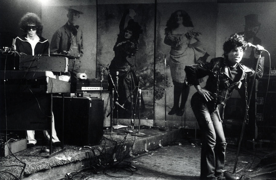 Martin Rev and Alan Vega, CBGB, 1977, photographed by Godlis.