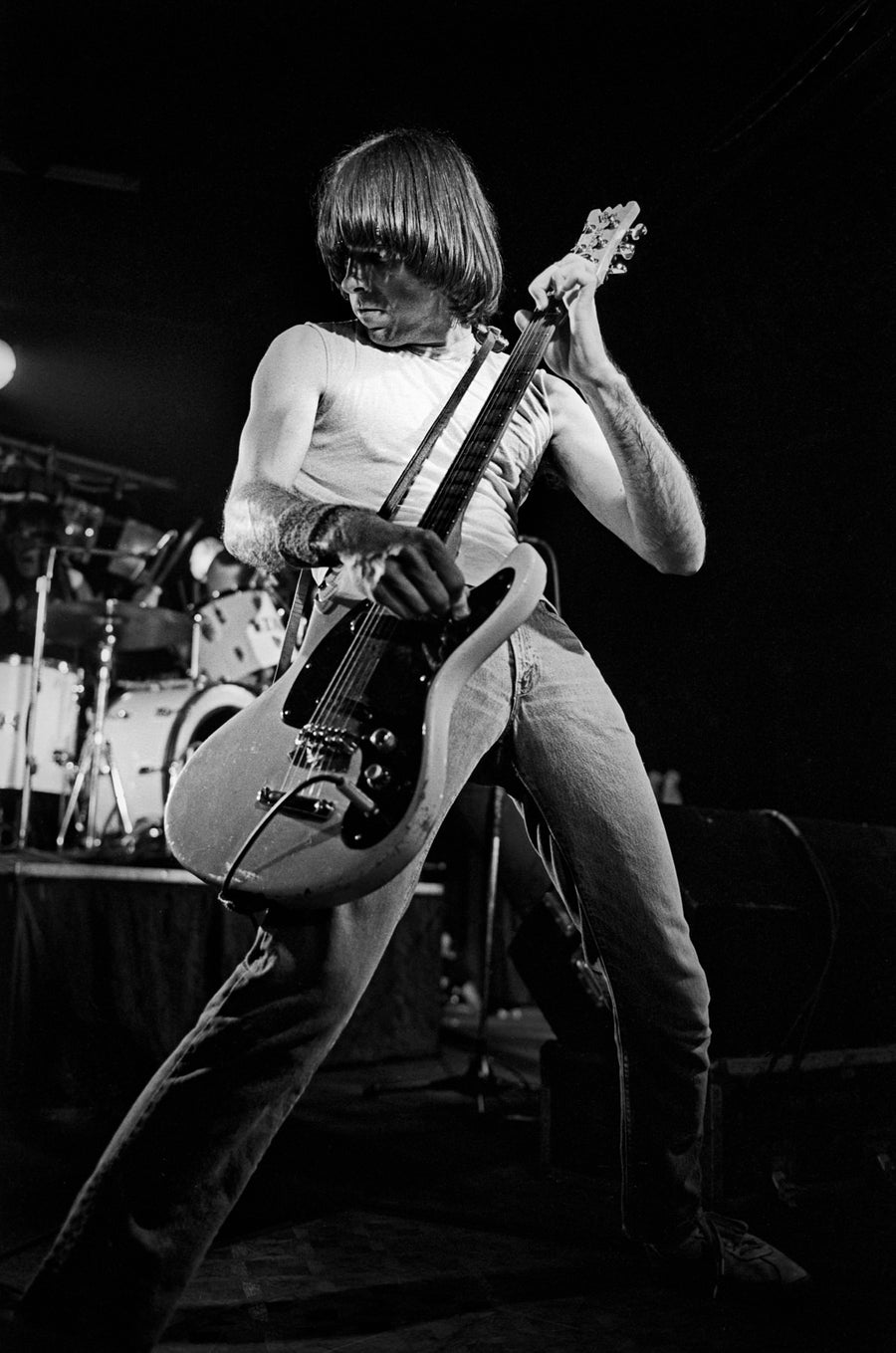 Johnny Ramone performing with guitar, Boston, Massachusetts, 1981, photographed by Michael Grecco.
