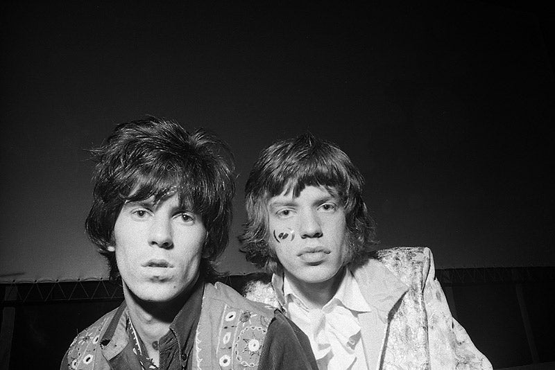 Keith Richards and Mick Jagger in close-up during the Eleven Hands session, New York, photographed by Michael Cooper, 1967.