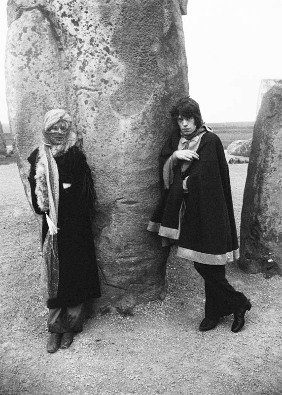 Mick Jagger and Marianne Faithfull at Stonehenge, photographed by Michael Cooper, 1967.