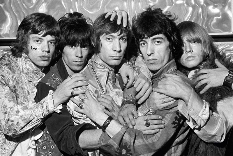 The Rolling Stones' eleven raised hands, photographed by Michael Cooper during the Their Satanic Majesties Request sessions, New York, 1967.
