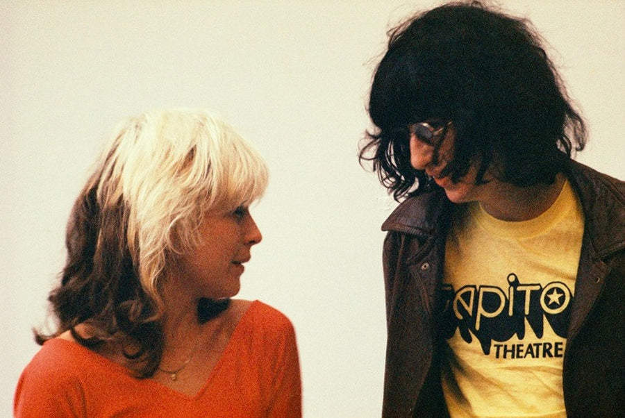 Debbie Harry and Joey Ramone looking at each other, New York City, 1977, photographed by Roberta Bayley.