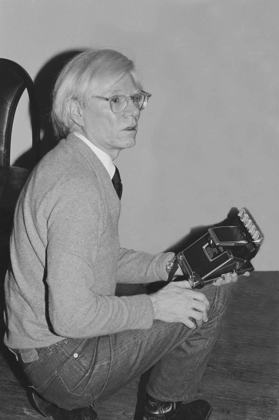 Andy Warhol at the Factory, New York City, 1979, photographed by Bobby Grossman.