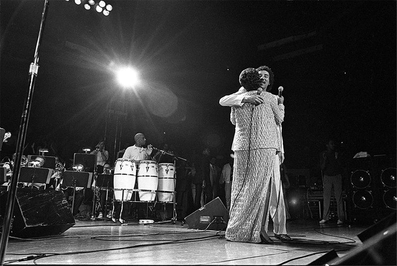Aretha Franklin and Smokey Robinson on stage at Madison Square Garden, New York City, photographed by Charlyn Zlotnik, 1982.