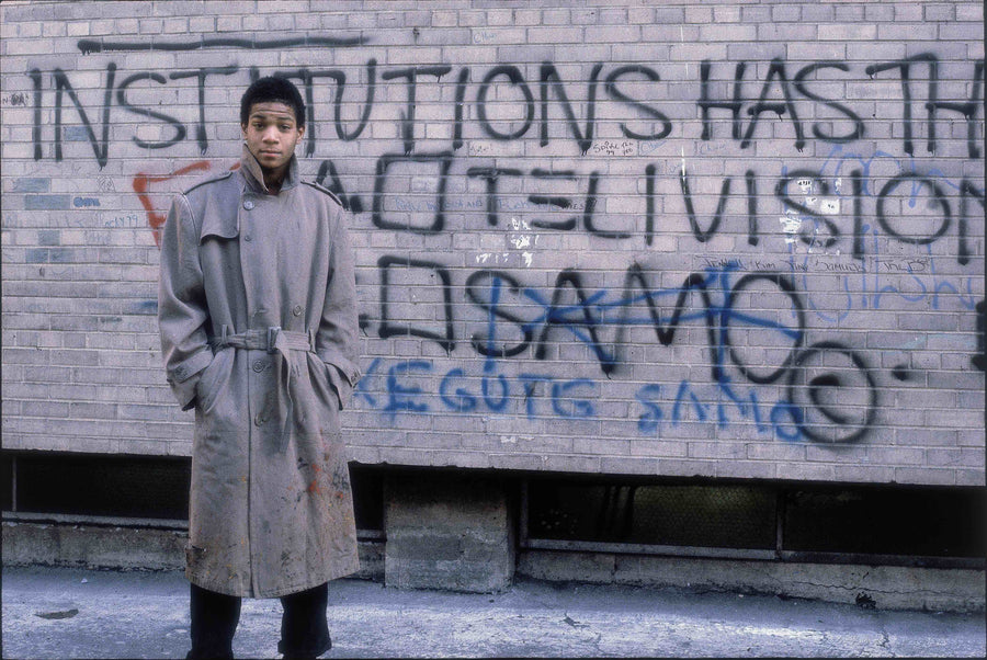 Jean-Michel Basquiat with green superball, New York City, c. 1980, photographed by Bobby Grossman.