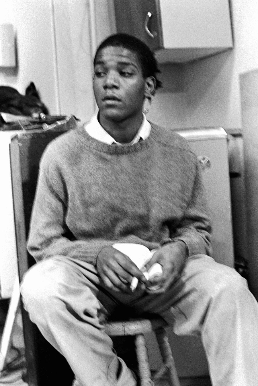 Jean-Michel Basquiat, New York City, c. 1980, photographed by Bobby Grossman.