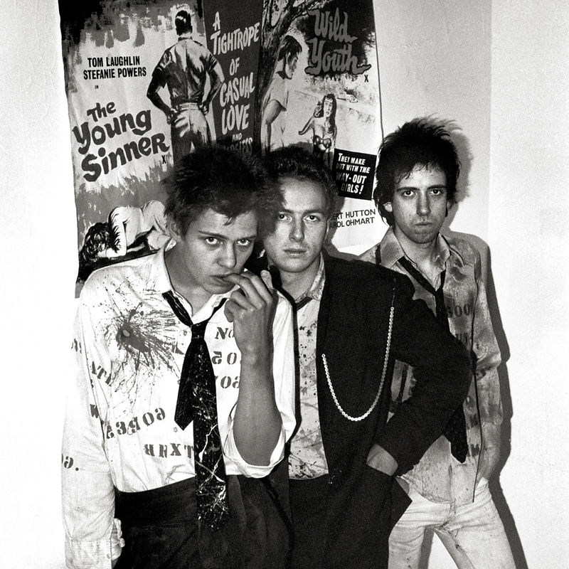 Joe Strummer, Mick Jones and Paul Simonon, London, 1977, photographed by Sheila Rock.