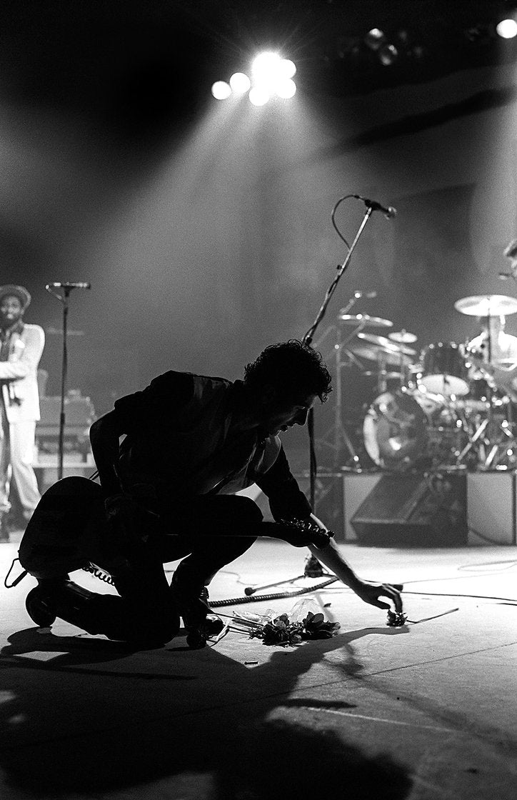 Joe Strummer Onstage, New York City, 1980. Photograph by Ebet Roberts.