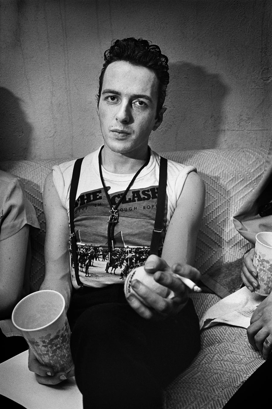 Joe Strummer backstage portrait, Boston, Massachusetts, 1981, photographed by Michael Grecco.