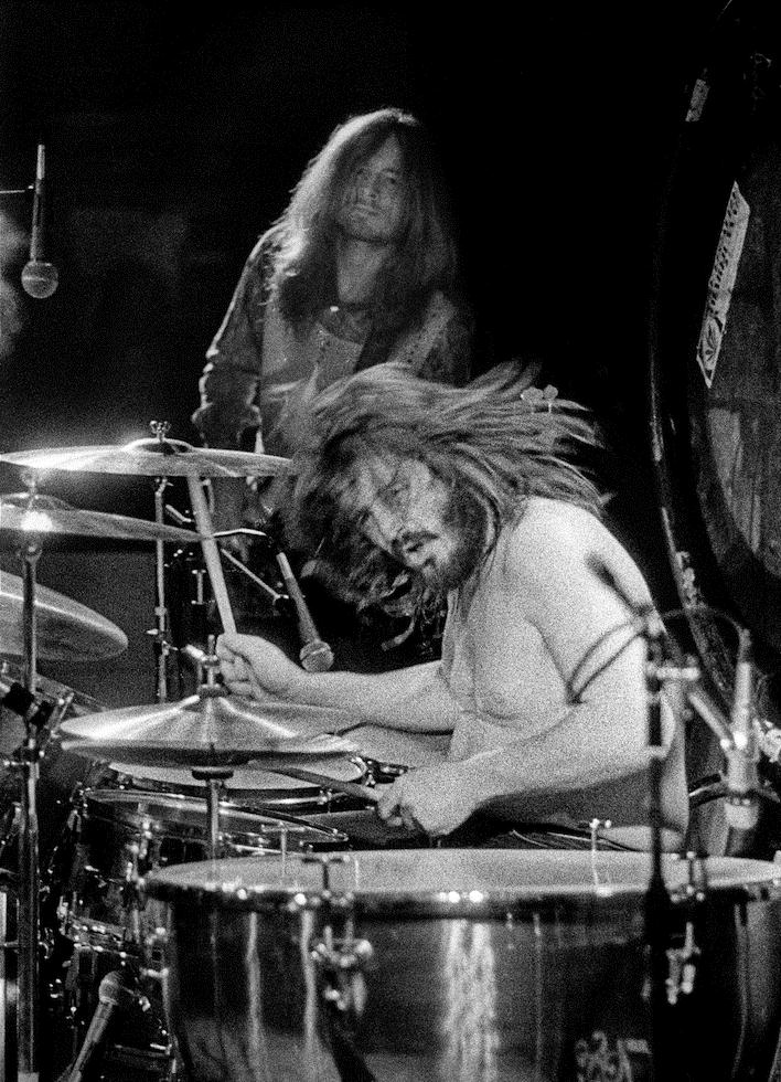 John Bonham of Led Zeppelin photographed in 1972 by Barrie Wentzell.