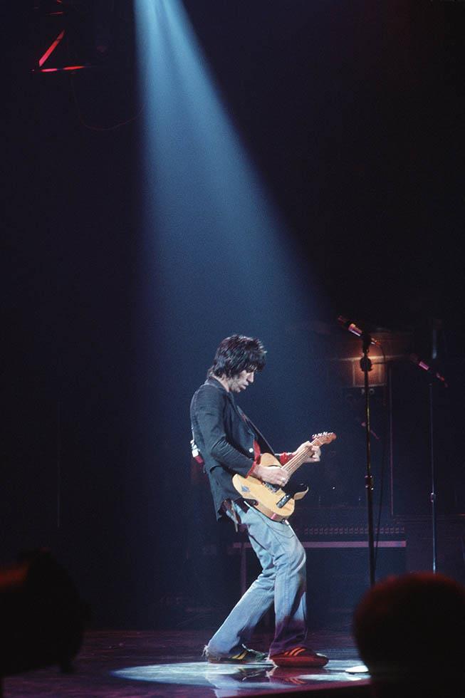 Keith Richards of the Rolling Stones performing in Texas, photographed by Charlyn Zlotnik, 1978.