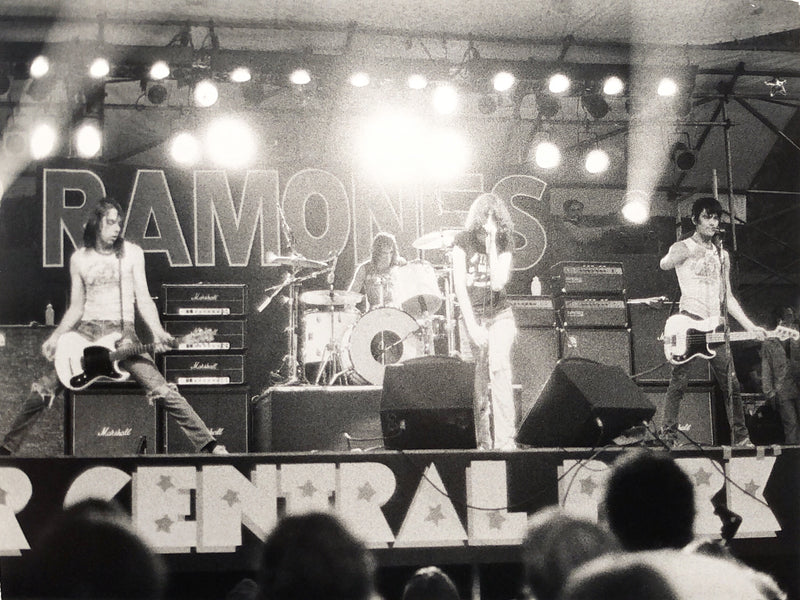 Ramones, Live at Central Park, New York City, 1979, photographed by Bob Gruen. Vintage silver gelatin print.