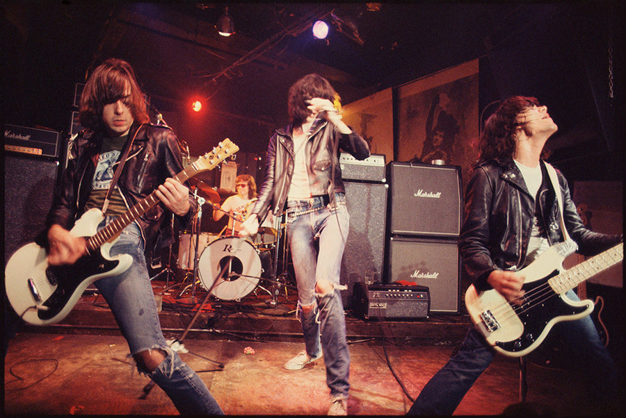 The Ramones performing at CBGB, New York City, 1976. Original Cibachrome print by Roberta Bayley, printed circa 1990.