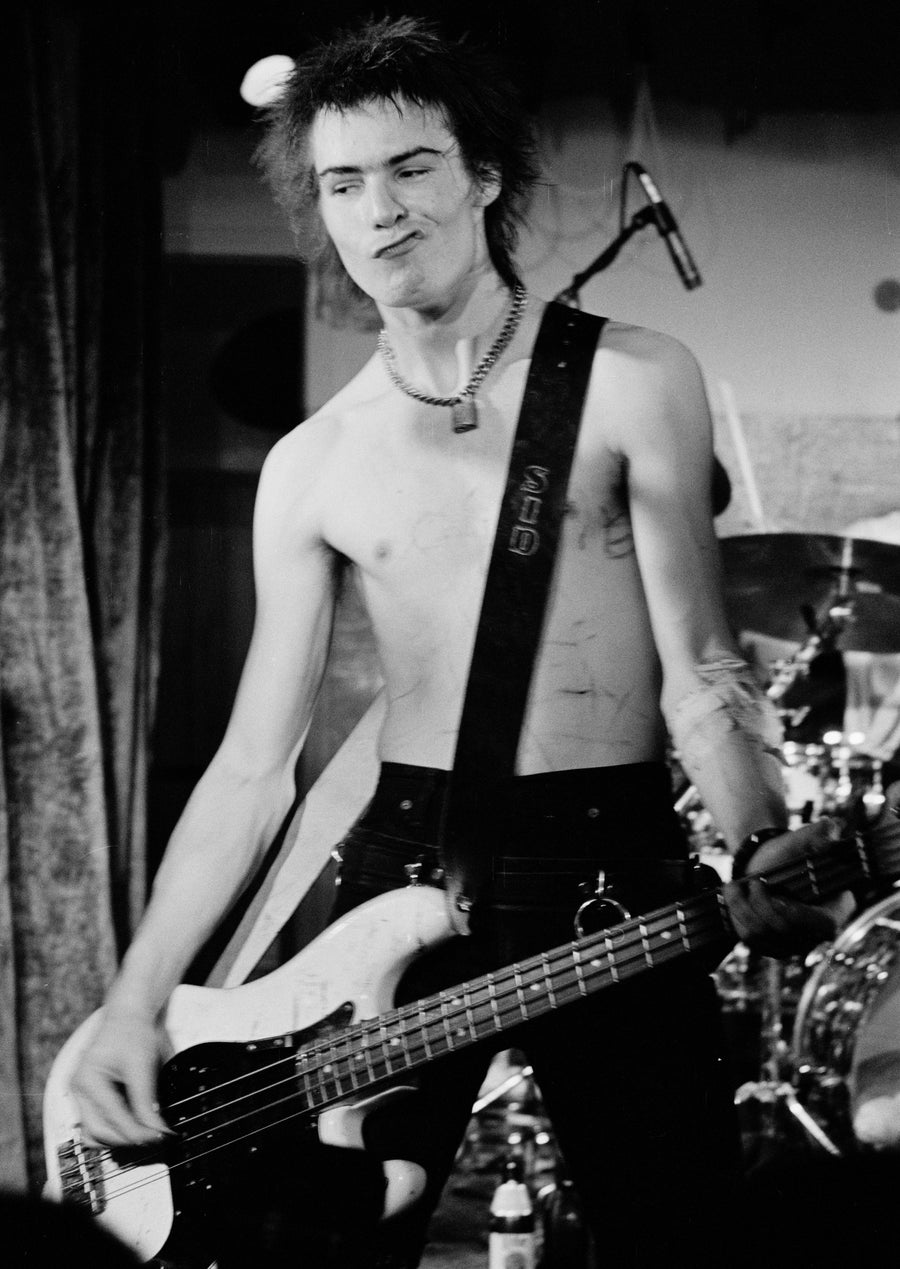 Sid Vicious on stage in Dallas, 1978, photographed by Roberta Bayley.