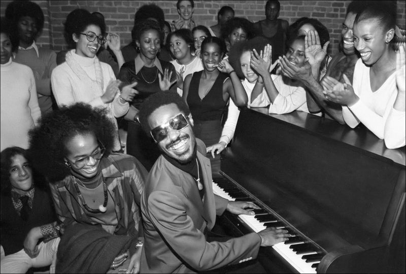 Stevie Wonder, New York City, 1976, photographed by Allan Tannenbaum.