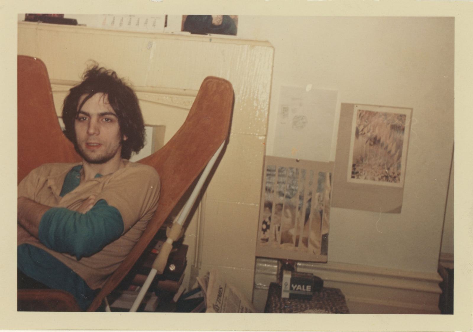 Syd Barrett at home in Cambridge, circa 1970. Photograph by Mick Rock. Vintage chromogenic print from the artist's personal archive.