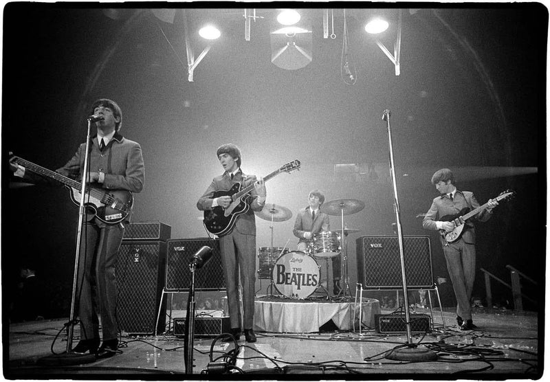 The Beatles performing in Washington, DC, 1964, photographed by Rowland Scherman.