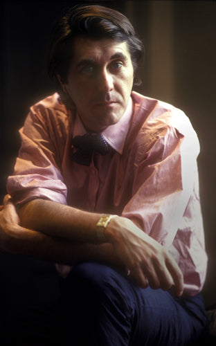 Bryan Ferry of Roxy Music in a portrait at his Chelsea flat, photographed by Martyn Goddard.