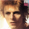 David Bowie on the front cover of the 1972 RCA reissue of Space Oddity, photographed by Mick Rock at Haddon Hall.