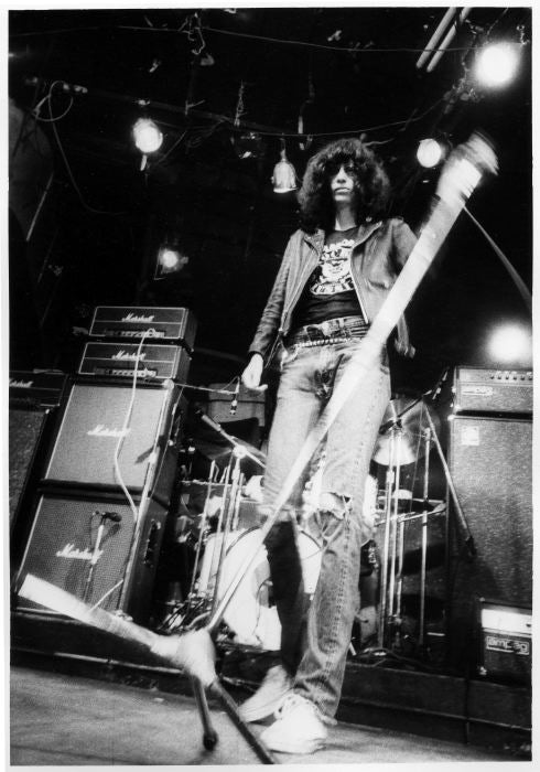 Joey Ramone, CBGB, 1977, photographed by Godlis.