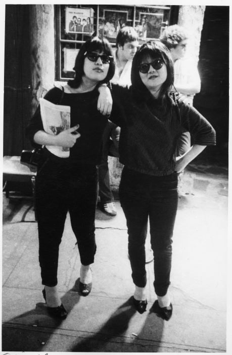 Sylvia Reed and Anya Phillips, Bowery, 1978, photographed by Godlis.