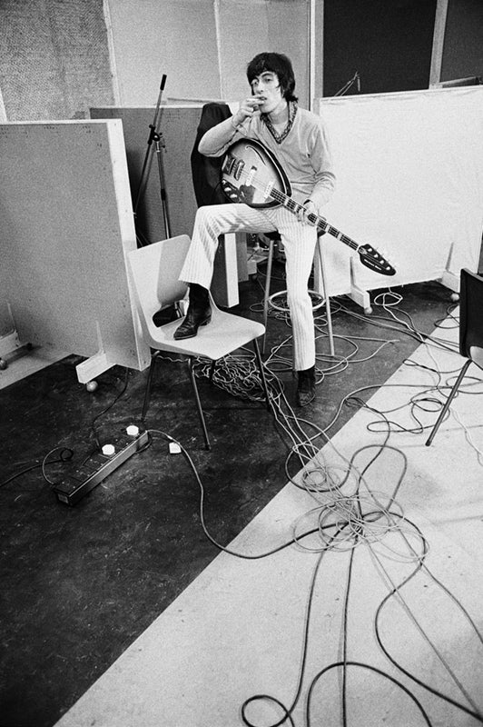Bill Wyman of the Rolling Stones at Olympic Studios, London, photographed by Michael Cooper, 1966.