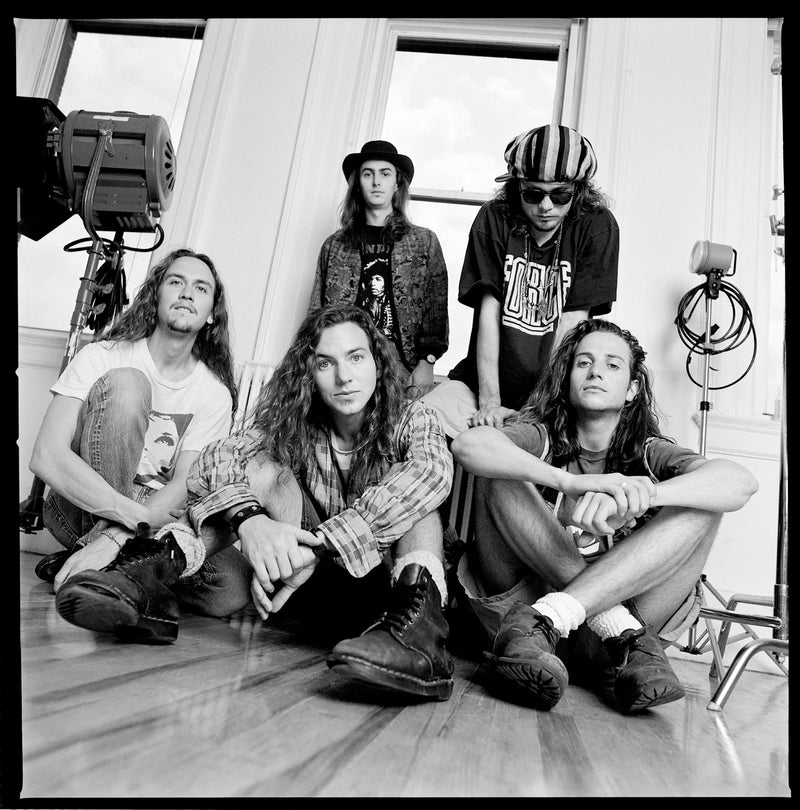 Pearl Jam group portrait in the studio by Chris Cuffaro