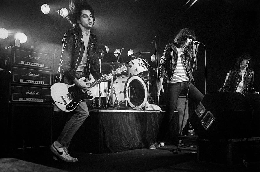 Ramones group performance, Boston, Massachusetts, 1981, photographed by Michael Grecco.
