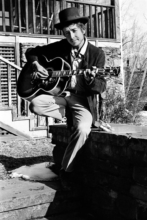 Bob Dylan on Stone Wall, Woodstock, New York, 1969