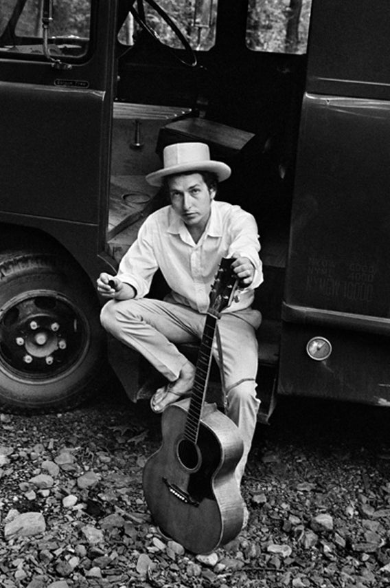 Bob Dylan beside Van, Woodstock, New York, 1968
