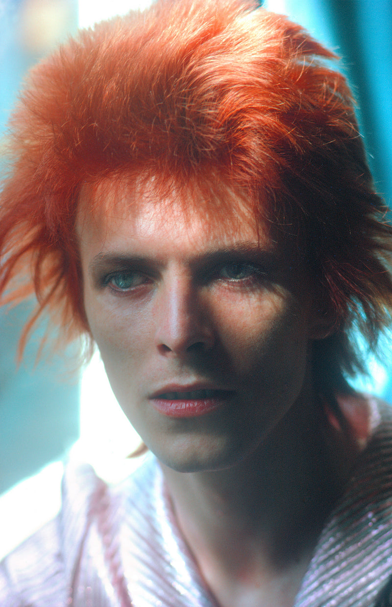 David Bowie, Close-Up, Haddon Hall, 1972, photographed by Mick Rock.