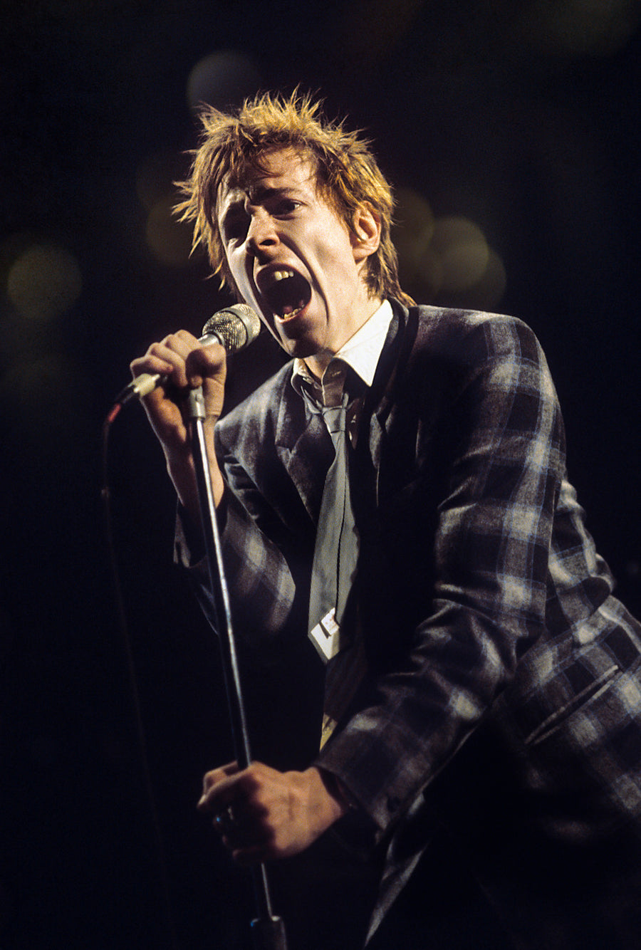 Johnny Rotten performing, Boston, Massachusetts, 1980, photographed by Michael Grecco.