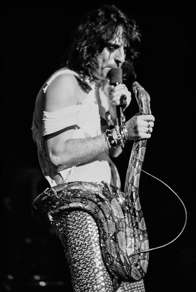Alice Cooper, Snake, 1972, photographed by Lynn Goldsmith.