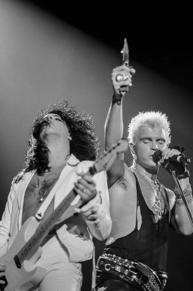 Billy Idol and Steve Stevens, In Concert, 1987, photographed by Lynn Goldsmith.