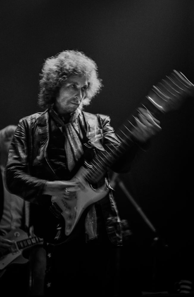 Bob Dylan, On Stage, 1978, photographed by Lynn Goldsmith.