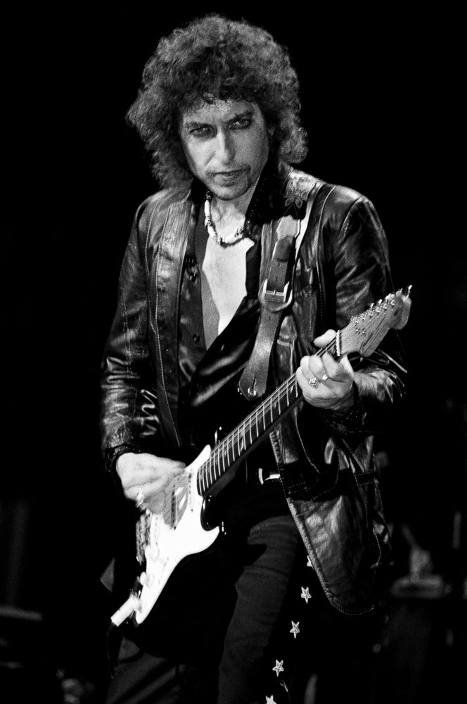 Bob Dylan, In Concert, 1978, photographed by Lynn Goldsmith.