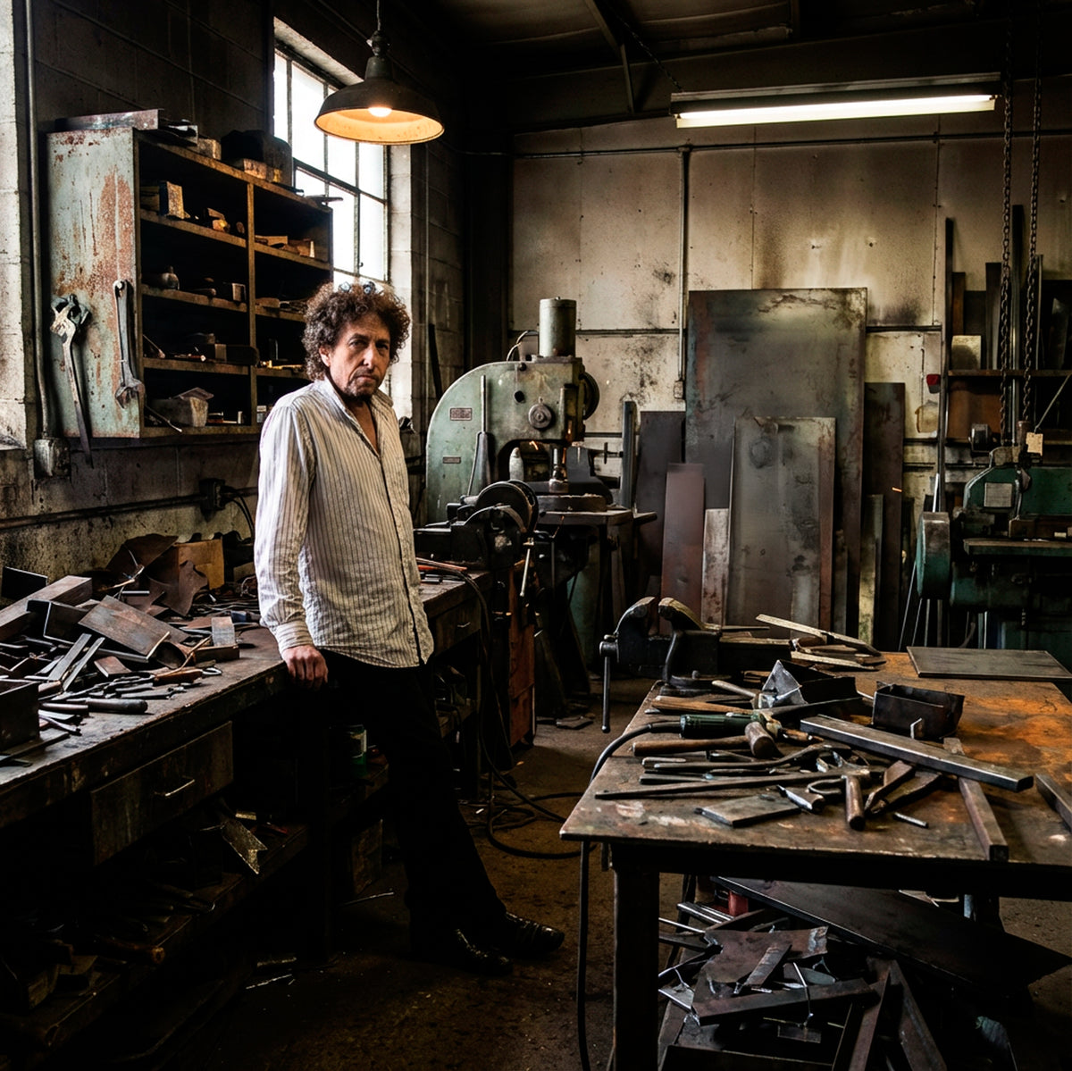 Bob Dylan, Industrial, 1999 — photograph by Lynn Goldsmith