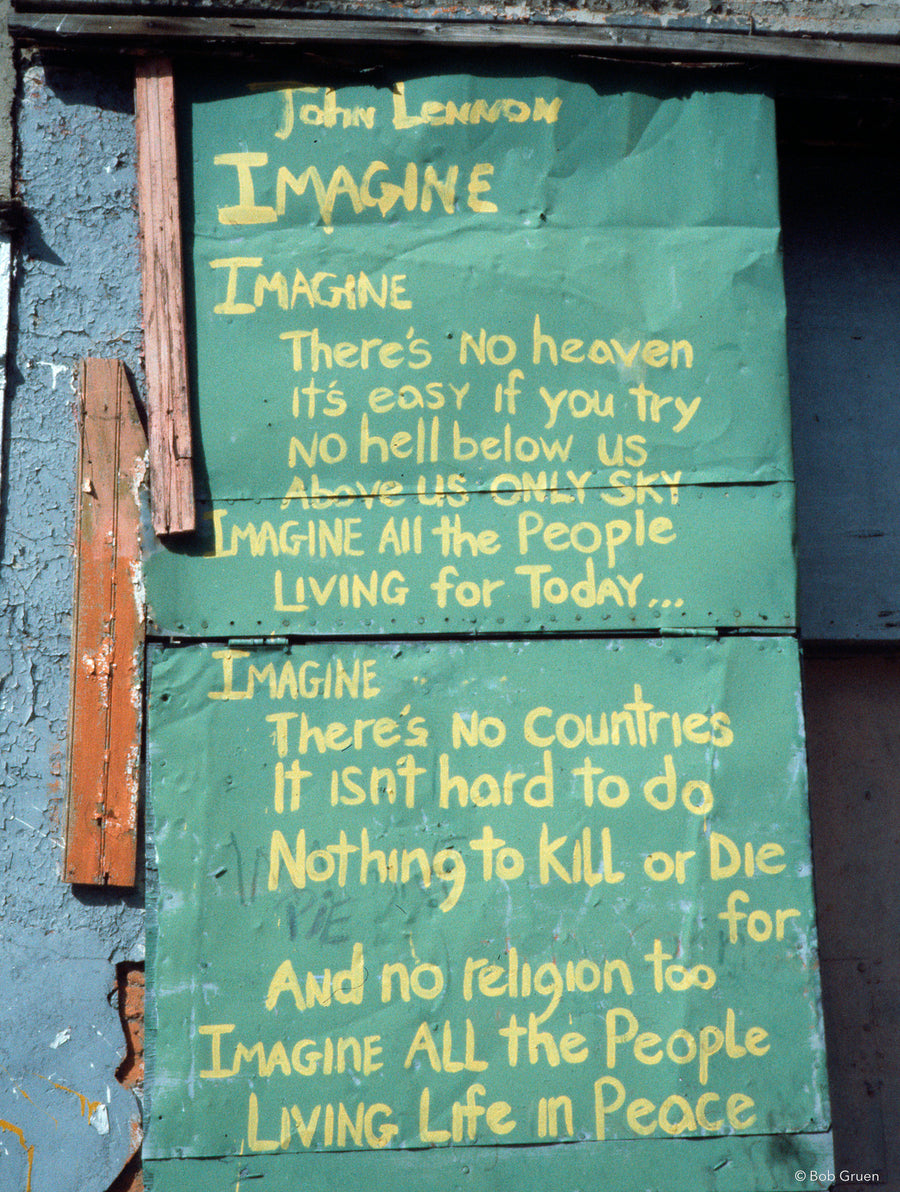 John Lennon Graffiti, East 11th Street, New York City, 1981, photographed by Bob Gruen.
