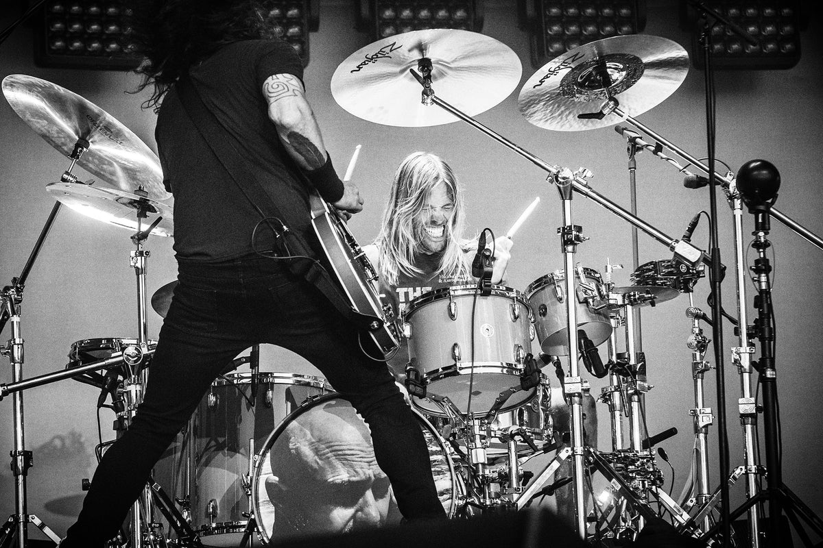 Dave Grohl and Taylor Hawkins at BottleRock, Napa, California, 2017, photographed by Jérôme Brunet.
