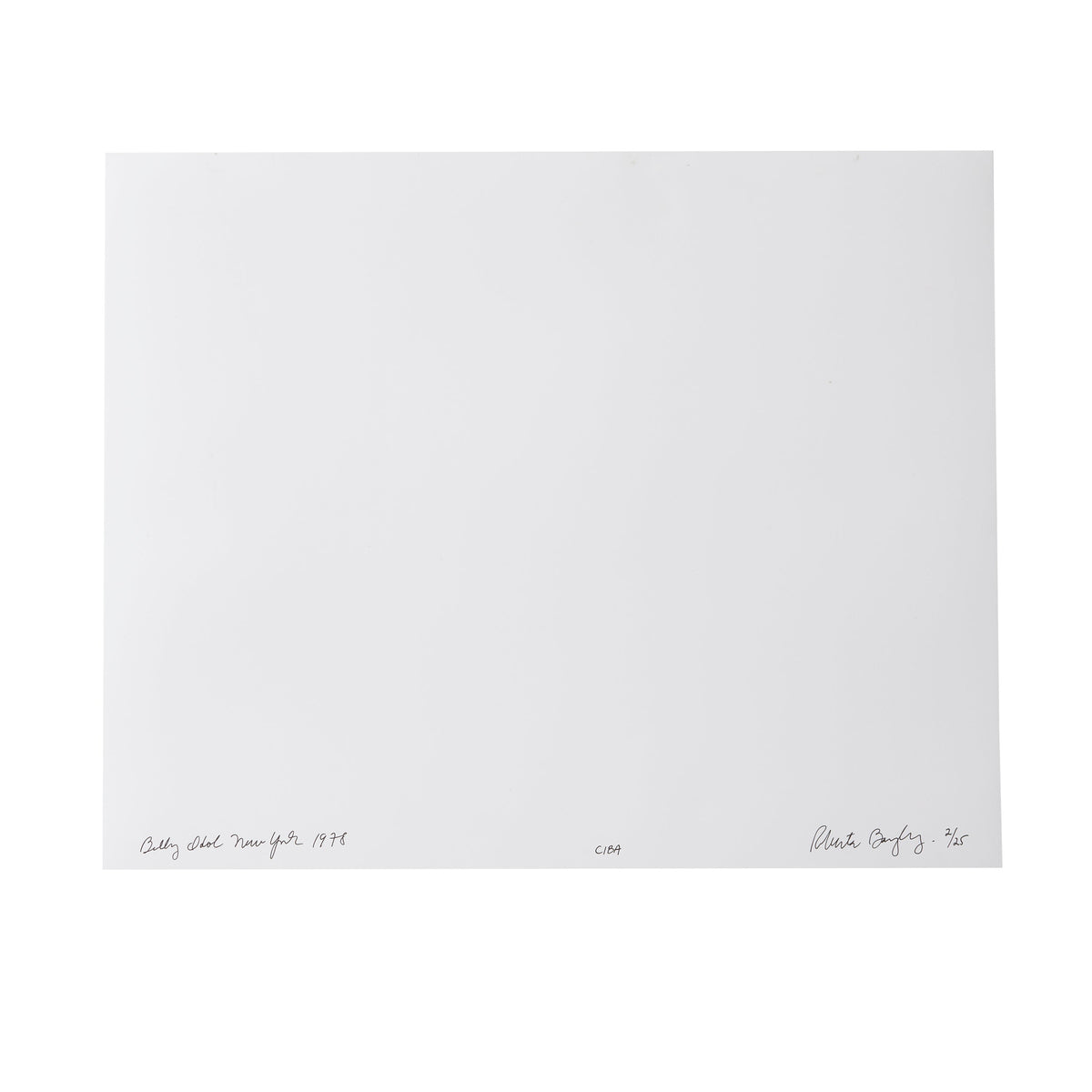 Verso of the cibachrome, signed, titled, numbered 2/25 and dated by Roberta Bayley, New York 1978.