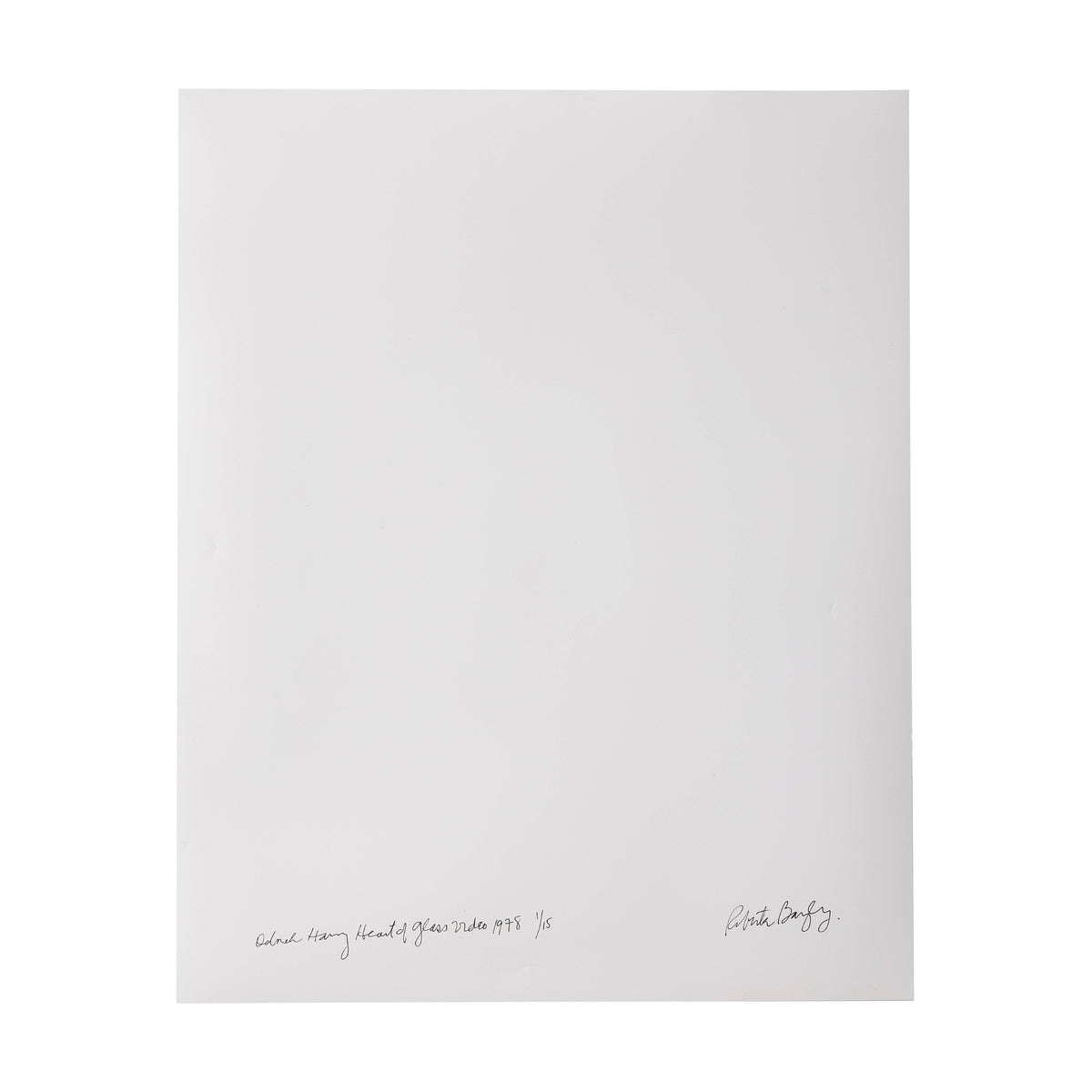 Verso of the cibachrome print, signed, titled, numbered 1/15 and dated by Roberta Bayley, 1978.