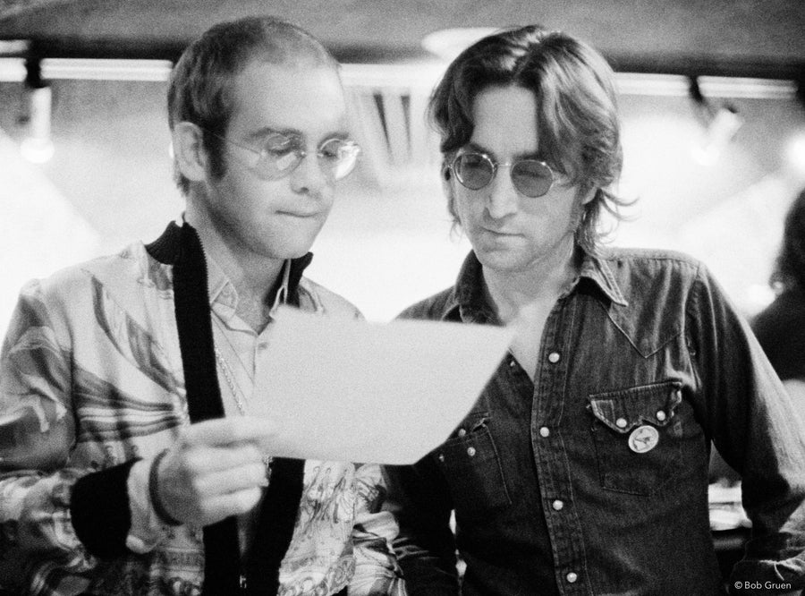 Elton John and John Lennon, New York City, 1974, photographed by Bob Gruen.