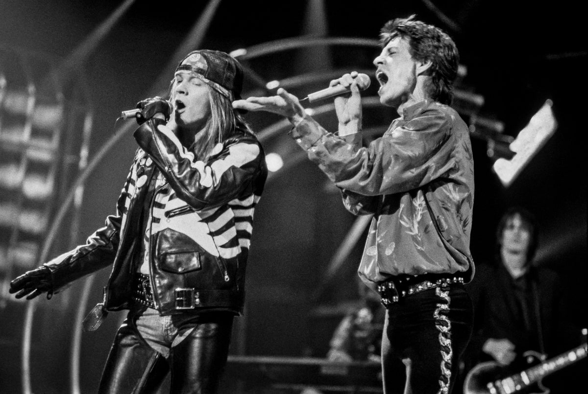Axl Rose and Mick Jagger, 1989 — photograph by Lynn Goldsmith