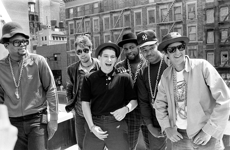 Beastie Boys and Run-DMC, New York City, 1987. Photograph by Ebet Roberts.