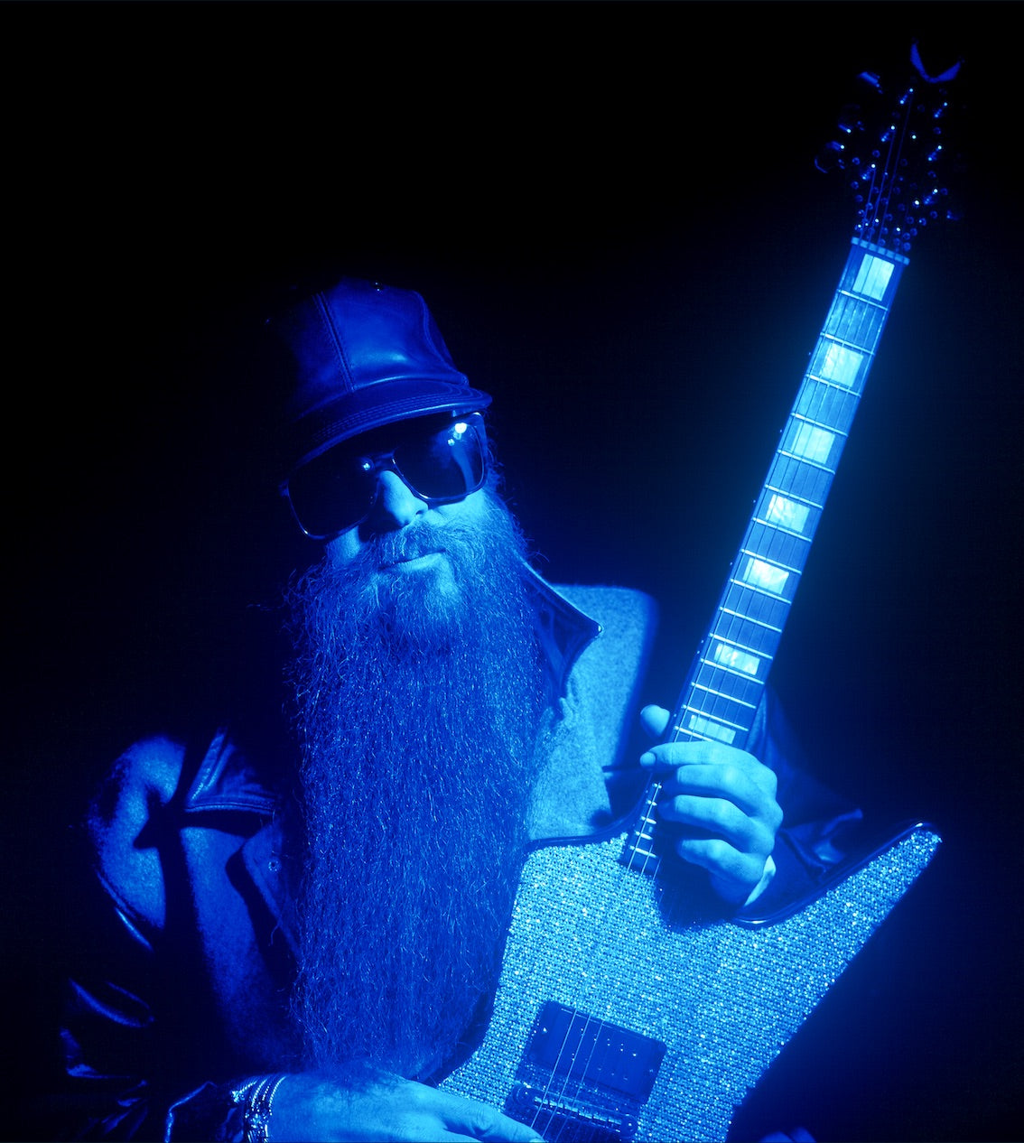 Billy Gibbons of ZZ Top, studio portrait, Montreal, c. 1985, photographed by George DuBose.