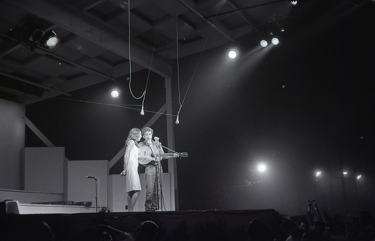 Bob Dylan Joining Joan Baez, Newport Folk Festival, Newport, Rhode Island, July 28, 1963; photograph by John Byrne Cooke.