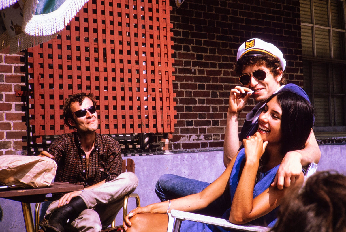 Bob Dylan and Mimi Fariña Laughing, Viking Hotel, Newport, Rhode Island, July 1964; photograph by John Byrne Cooke.