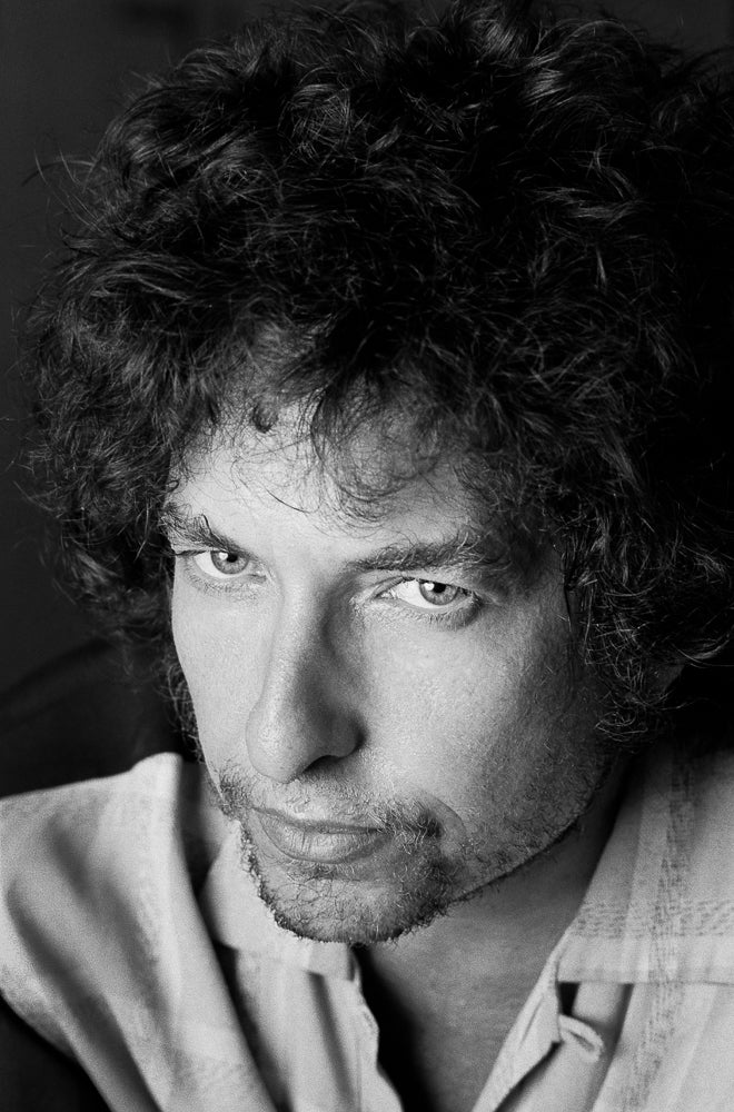Bob Dylan, Portrait in Black and White, 1983, photographed by Lynn Goldsmith.