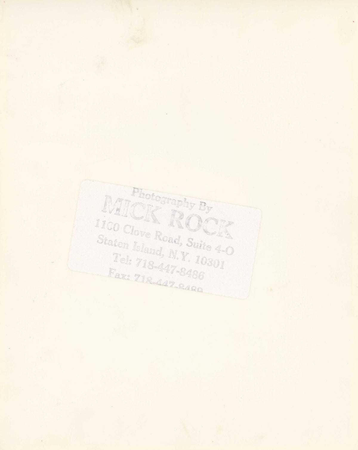 Verso of the David Bowie Gold Spot vintage print, stamped by Mick Rock.